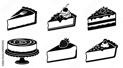 cheesecake silhouette vector set