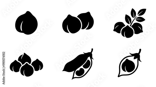 chickpea silhouette vector set