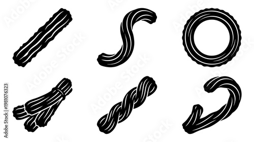 churro silhouette vector set