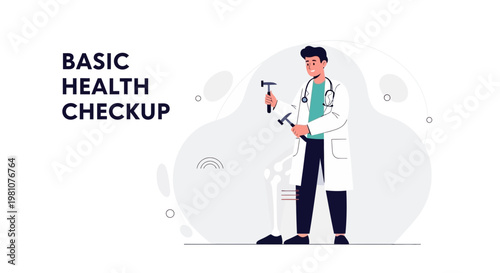 Doctor Performing Basic Health Checkup with Reflex Hammer on Patient's Knee