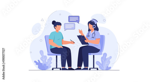 Doctor consulting patient, medical consultation, healthcare, communication, therapy session