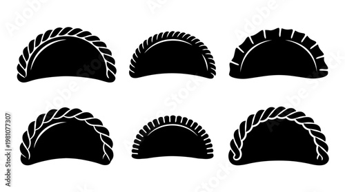 empanada silhouette vector set