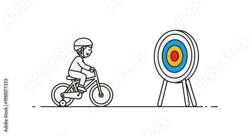 Child Riding Bicycle Toward Target Metaphor for Learning Progress