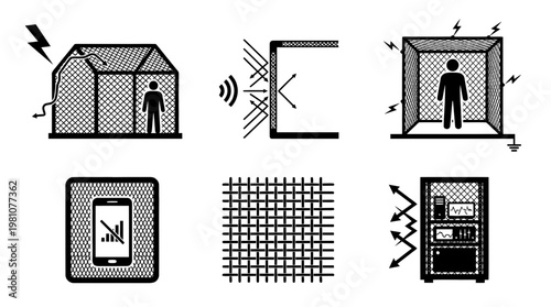 faraday cage silhouette vector set