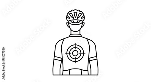 Cyclist with Target Symbol Line Art
