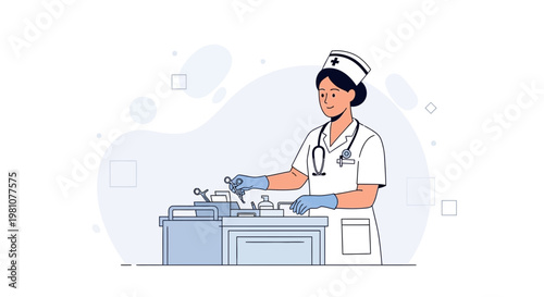 Nurse Preparing Medical Instruments for Sterilization in a Modern Clinic