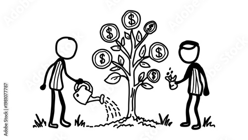 Symbolic growth concept: nurturing investment, financial literacy, and sustainable wealth for modern business needs.