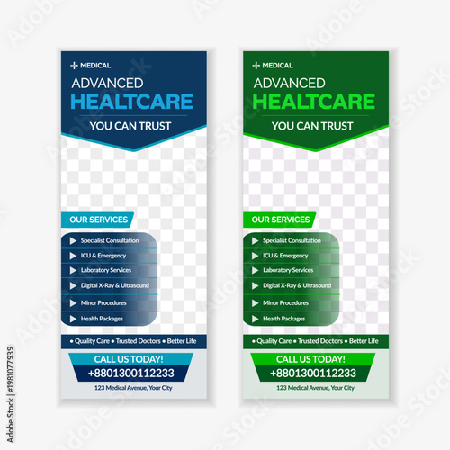 Modern Medical Roll Up Banner Template for Hospital and Clinic Promotion