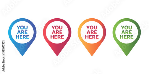 You are here sign icon mark vector illustration, destination location point concept with pin position marker design, navigation symbol for maps, GPS interface, mobile apps, wayfinding