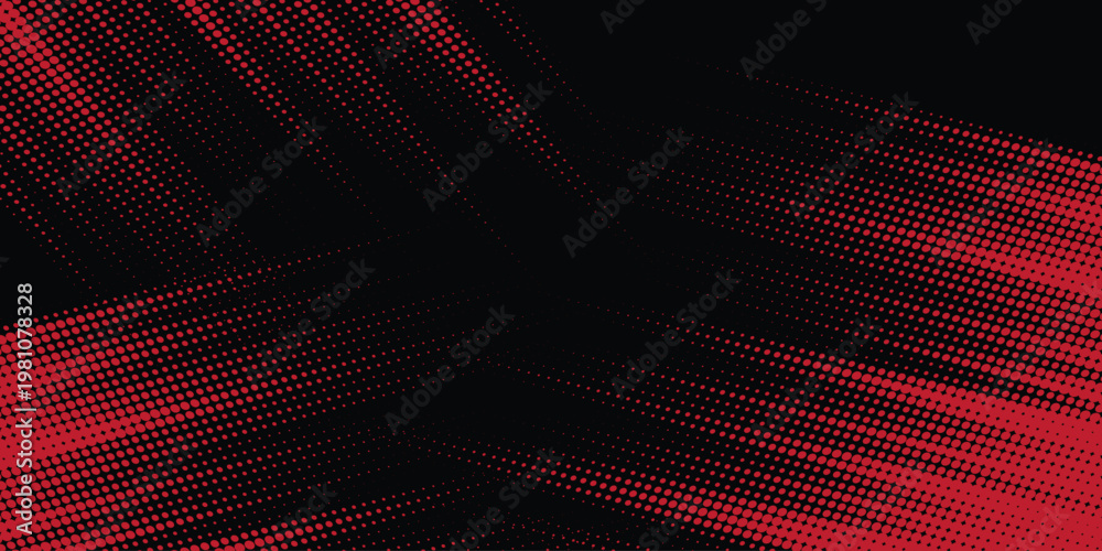 Fototapeta premium Red Brush Stroke Grunge Background on Black with Halftone Texture.eps