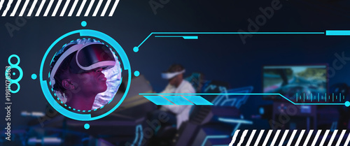 Augmented Reality Vision: A person immersed in a virtual environment, illuminated by the captivating glow of technology and futuristic interface