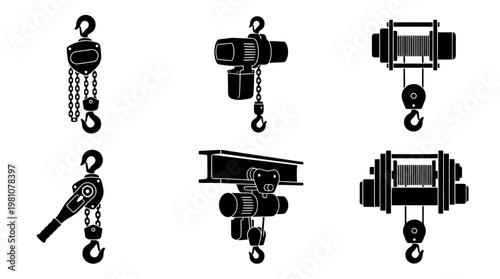 hoist silhouette vector set