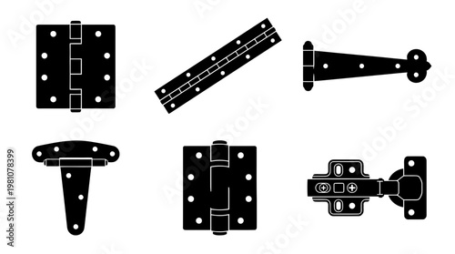 hinge silhouette vector set