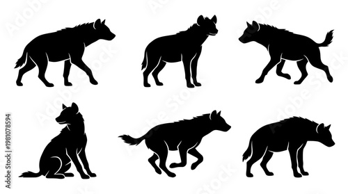 hyena silhouette vector set