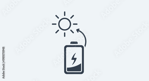 Solar Powered Battery Charging Icon.