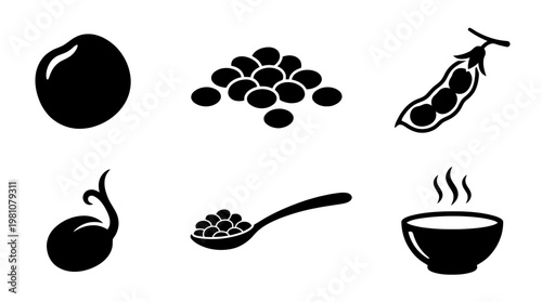 lentil silhouette vector set