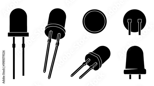 light emitting diode silhouette vector set