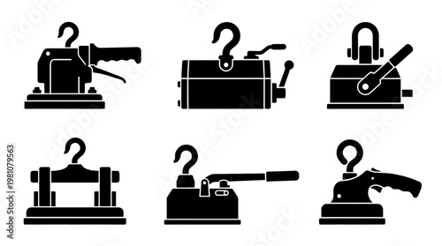 magnetic lifter silhouette vector set