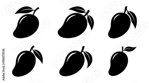 mango silhouette vector set