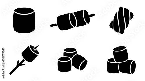 marshmallow silhouette vector set