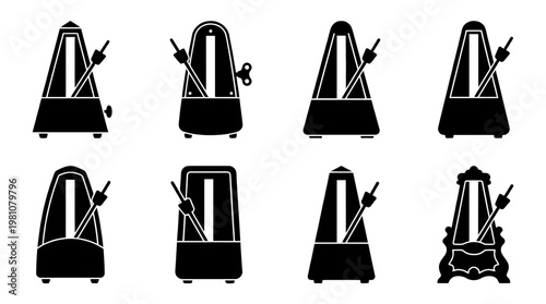 metronome silhouette vector set