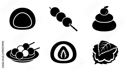 mochi silhouette vector set