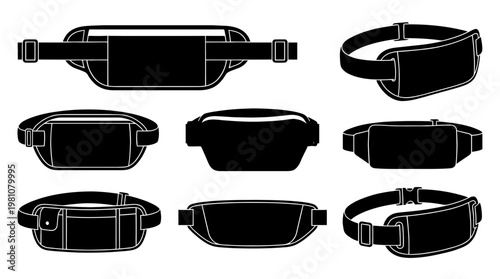 money belt silhouette vector set