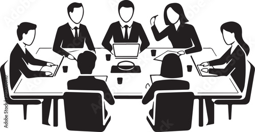 Black and white of businesspeople in a meeting conferenc