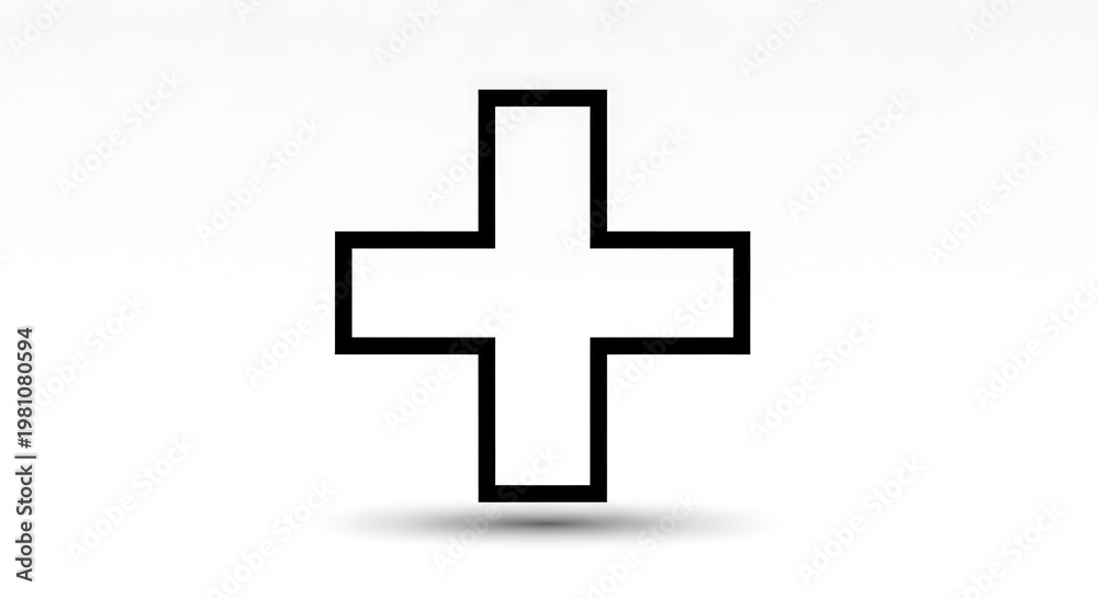 Fototapeta premium A black plus sign on a white background