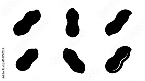 peanut silhouette vector set