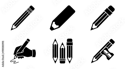 pencil silhouette vector set
