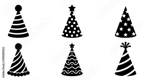party hat silhouette vector set