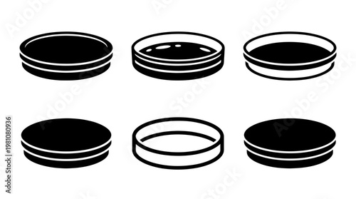 petri dish silhouette vector set