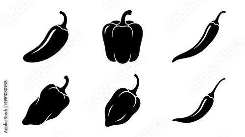 pepper silhouette vector set