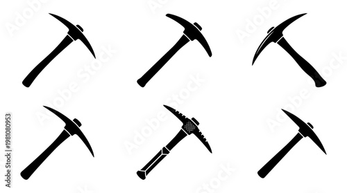 pickaxe silhouette vector set