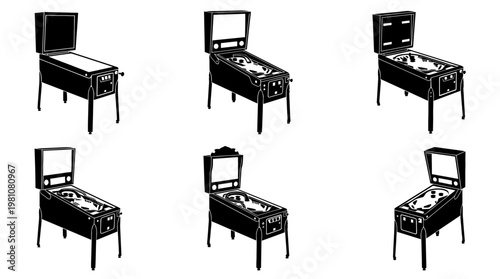 pinball machine silhouette vector set