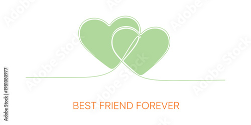 Continuous line drawing of hearts symbolizing eternal friendship.