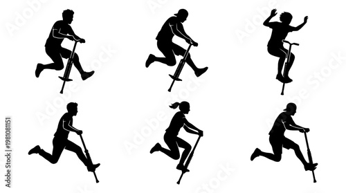 pogo stick silhouette vector set