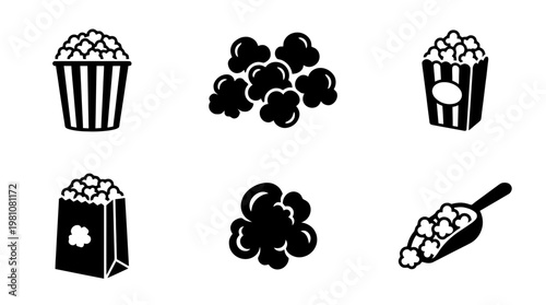 popcorn silhouette vector set