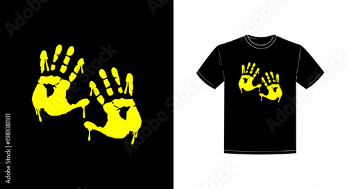Hand Print Splash Design – Urban Grunge Texture T-Shirt Vector