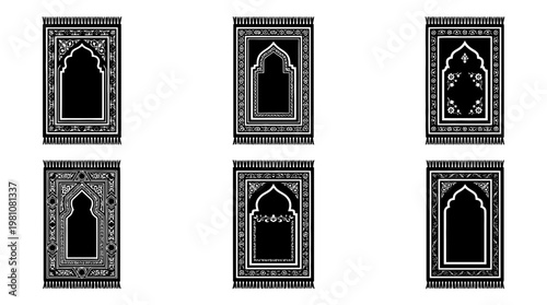 prayer rug silhouette vector set