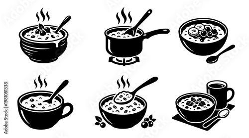 porridge silhouette vector set
