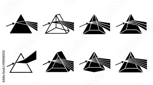 prism silhouette vector set