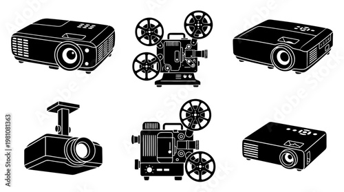 projector silhouette vector set
