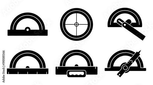 protractor silhouette vector set