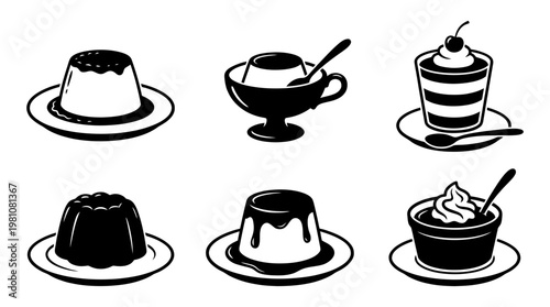 pudding silhouette vector set