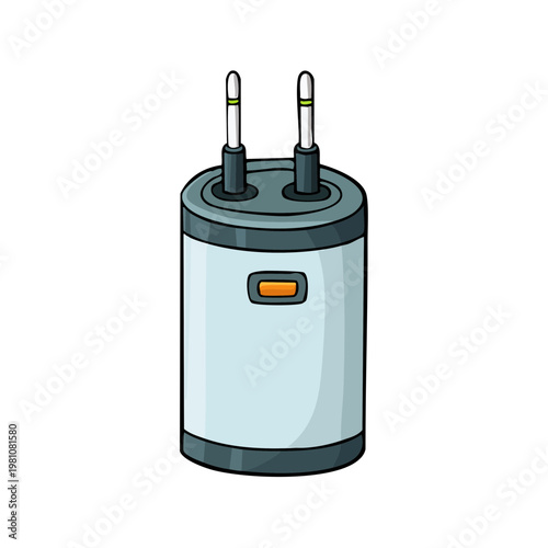 Circular electronic device with two prongs and an indicator light for power supply