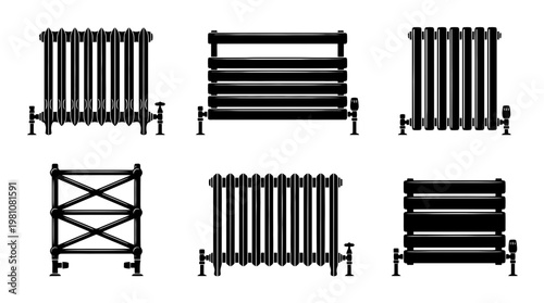 radiator silhouette vector set