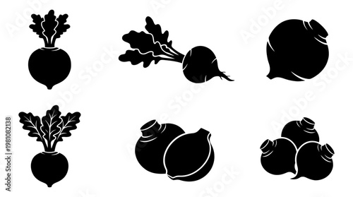 rutabaga silhouette vector set