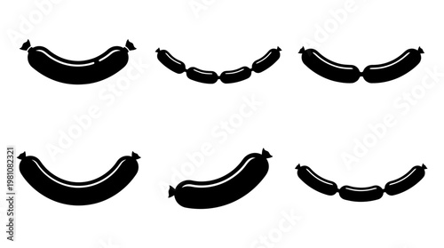 sausage silhouette vector set